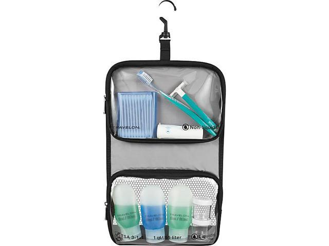 Travelon Wet Dry Quart Bag with Plastic Bottles Toiletry Bath